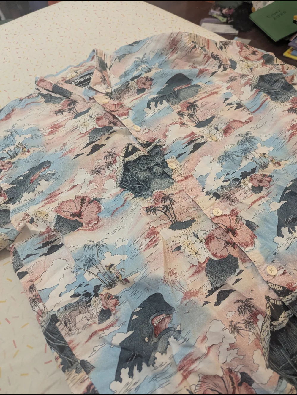Neff x Disney Pinocchio and Monstro Hawaiian Print Button Down Shirt